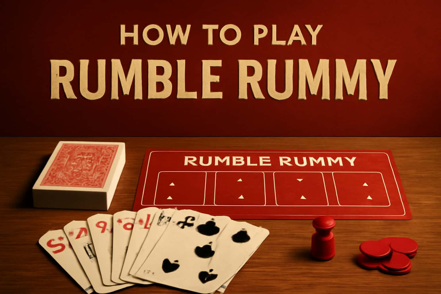 An educational scene depicting the mechanics of Rumble Rummy.