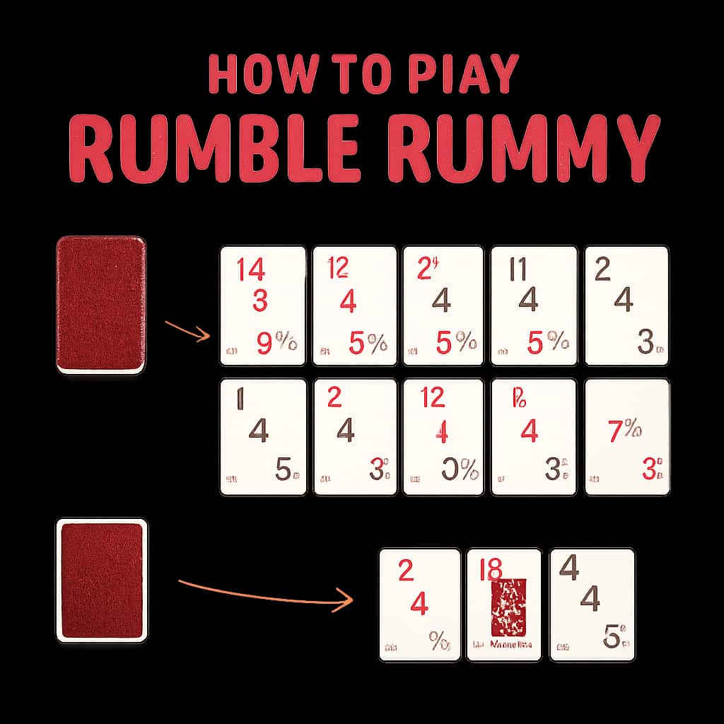 Illustration of Rumble Rummy gameplay rules.