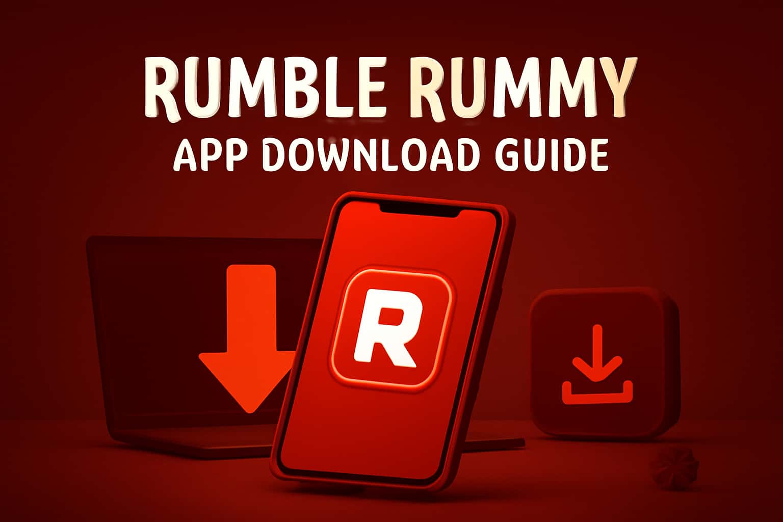 Informational scene about the Rumble Rummy app download process.