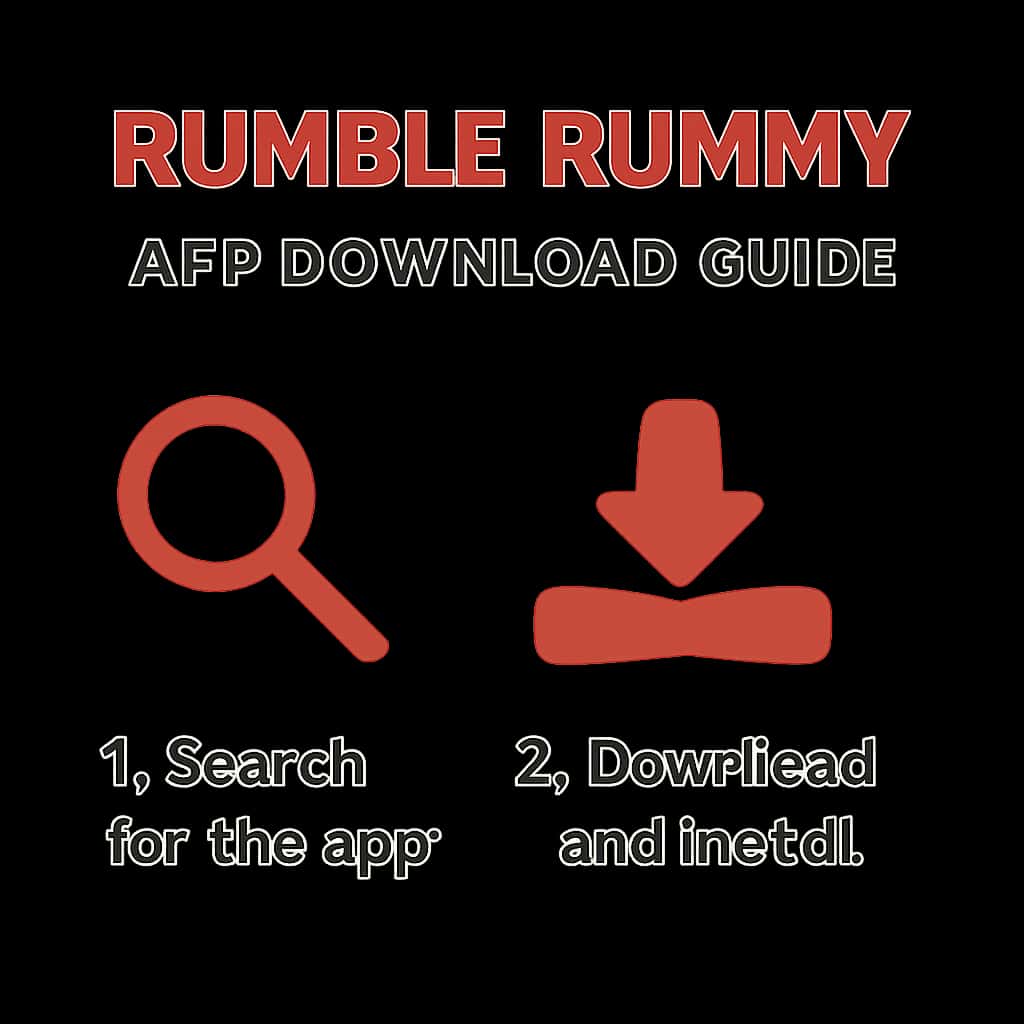 Diagram illustrating the steps to download the Rumble Rummy app.