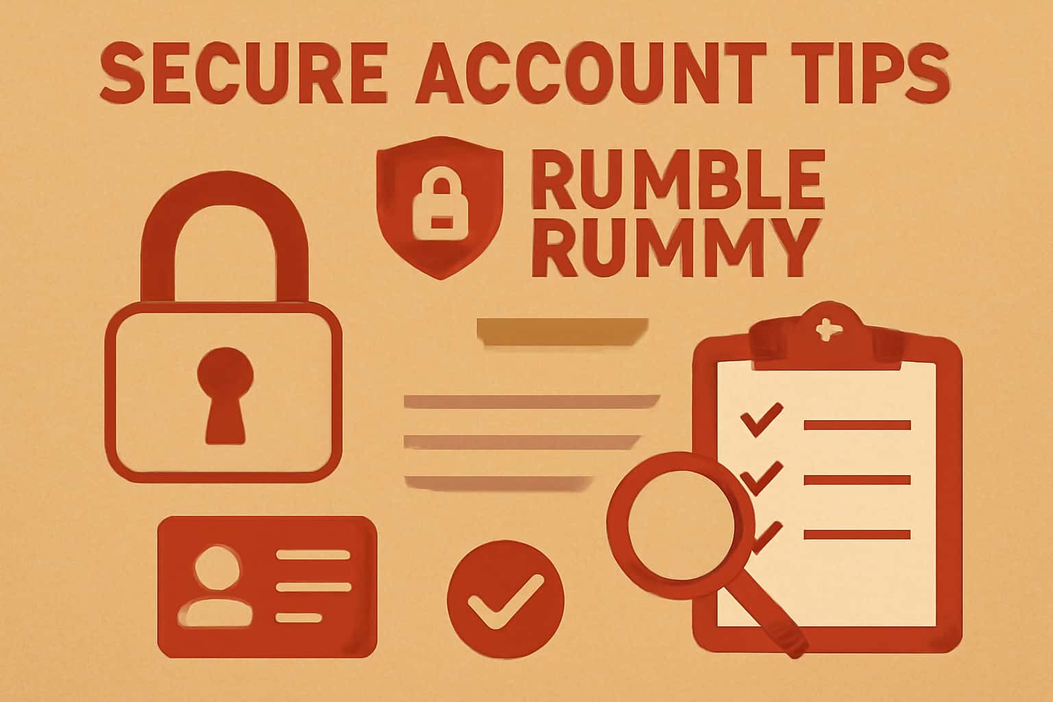 A visual depiction of secure gaming practices with the text 'Rumble Rummy' displayed prominently.
