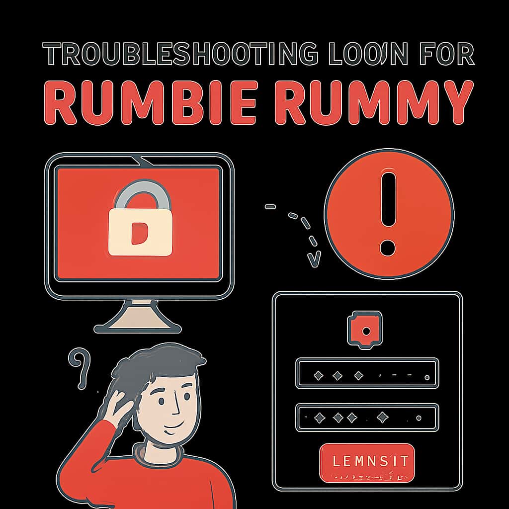 An educational diagram illustrating Rumble Rummy login troubleshooting steps.