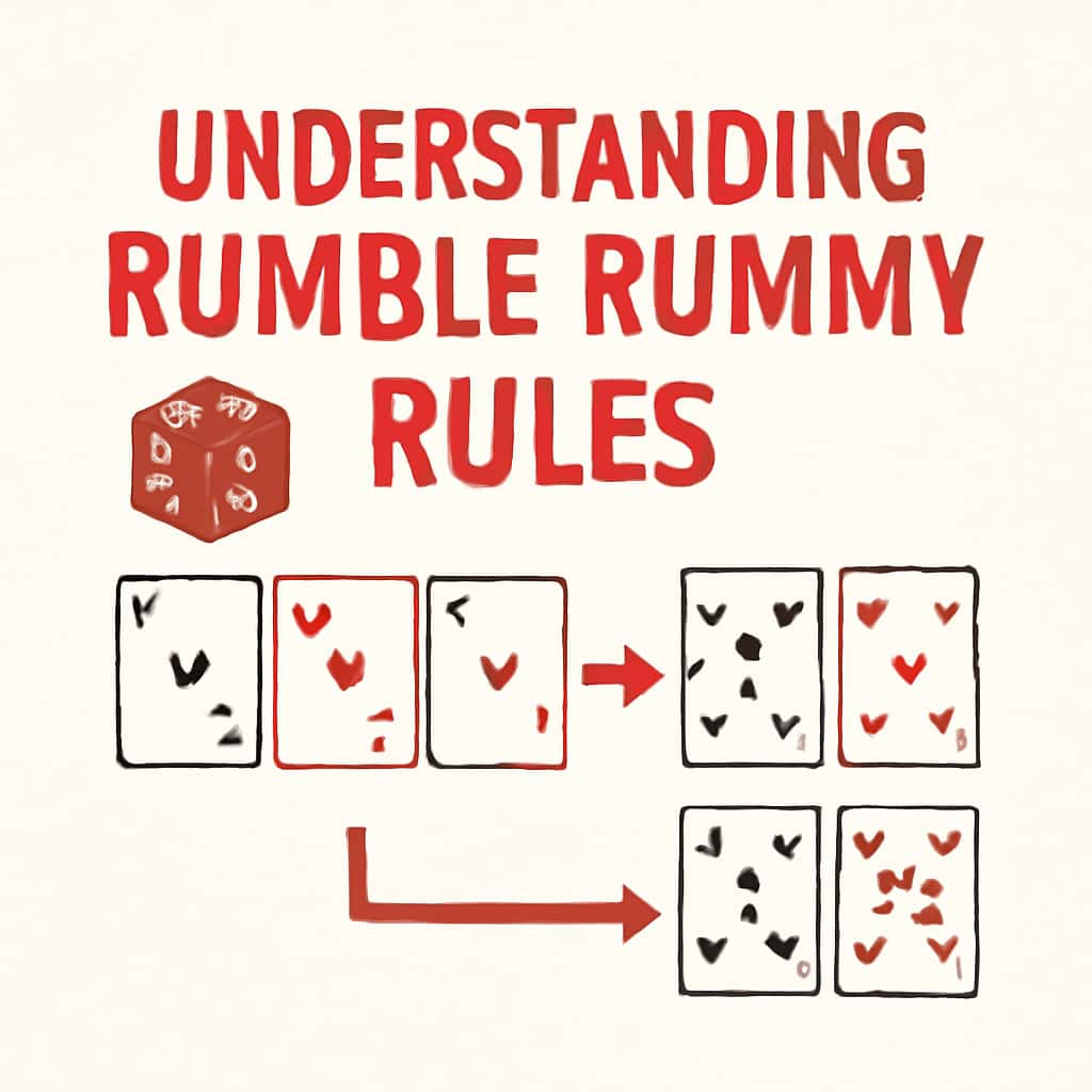 An educational diagram illustrating the rules of Rumble Rummy.